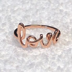 Dainty script love ring in rose gold -stamped 925